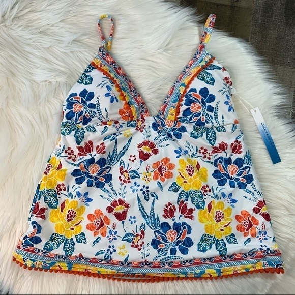 NWT Lucky Brand Multicolored Tankini Top XS - Picture 1 of 10